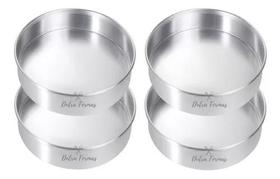 Forma De Bolo Assadeira Redonda 13x5 cm Fundo Fixo Kit 4 Peças