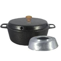 Forma de Bolo C/ Queimador em Alumínio Fundido Craqueado 22cm 1,8L Preto