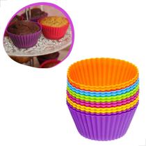 Forma de Bolo Cupcake Silicone Mini Kit 12 Forminhas Coloridas Culinária Versátil Docinhos Salgados Brigadeiro