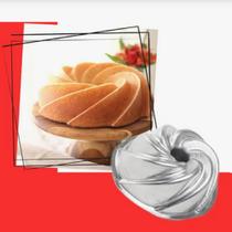 Forma de Bolo Decorado Assadeira Vulcão com Tubo Recheio, Forma de Bolo em Alumínio Profissional