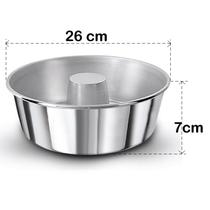 Forma de Bolo e Pudim - Assadeira Redonda com Furo - 26cm - Aluminio Polido - Tubo Forte Extra - PANAMI