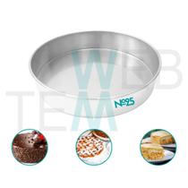 Forma de Bolo Redonda Baixa 6x25cm Alumínio Sustentável para Bolo, Torta, Quiche, Doce, Cozimento Uniforme, Fácil Limpeza, Uso Caseiro ou Profissional