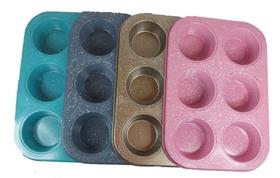 Forma De Cupcake / Muffin Para 6 Cavidades Antiaderente Teflon Colorida