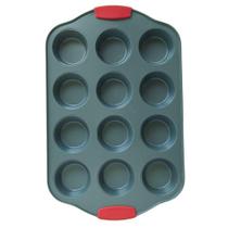 Forma de Cupcakes 12 Divisórias Aço Carbono / Pegadores Silicone 41,2x26,5cm Forma de Cupcakes 12 Divisórias Aço Carbono / Pegadores Silicone 41,2x26,5cm