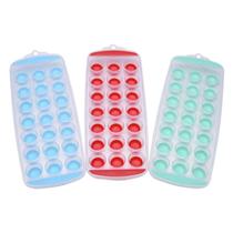 Forma De Gelo 21 Cubos Redondo Com Fundo Flexível Silicone