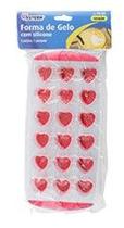 Forma De Gelo Com 18 Cavidades Coração De Silicone Plástico 24x12,8cm