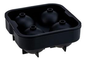 Forma de Gelo com Tampa 4 Esferas 4,5cm Bola em Silicone Preta Weck