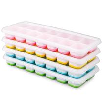 Forma de gelo com tampa e fundo de silicone colorido com 12 cavidades