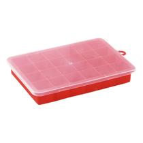 Forma De Gelo Com Tampa Para 24 Cubos Em Silicone Vermelho Para Geladeira Freezer Forma De Gelo Com Tampa Para 24 Cubos Em Silicone Vermelho Para Geladeira Freezer