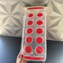 Forma de gelo de plástico com base de silicone vermelho cinza retangular com 10 cavidades forminha forminhas gelos