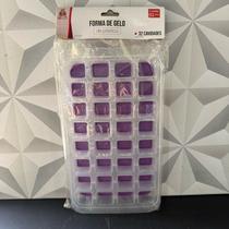 Forma de gelo de plástico com silicone lilás com 32 cavidades forminha gelos para cozinha roxo roxa Forma de gelo de plástico com silicone lilás com 32 cavidades forminha gelos para cozinha roxo roxa
