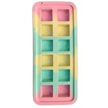 Forma de gelo de silicone com 12 cavidades quadradas tie dye rosa Forma de gelo de silicone com 12 cavidades quadradas tie dye rosa