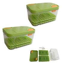 Forma De Gelo Dispenser Recipiente Kit 2 Conteiner Tampa Pegador Festa Casa Reuniao Evento Bebida Gelada Freezer