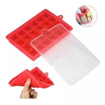 Forma de Gelo em Silicone com Tampa Plástico PP 24 Cubos