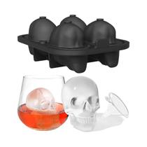 Forma De Gelo Em Silicone Flexível Extra Grande Com 4 Cavidades Em Formato De Crânio 3D Para Whisky,