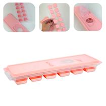 Forma De Gelo Fundo Com Silicone Tampa Abre Fácil Base Flexivél Cor Rosa UZ