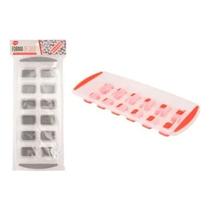 Forma De Gelo Fundo Silicone 12 Cubos Cinza
