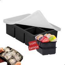 Forma De Gelo Quadrado Com Tampa Grande 6 Gelos Drinks Licor