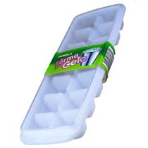 Forma de Gelo Retangular com 14 Cubos de Plástico com Tampa de Plástico Transparente