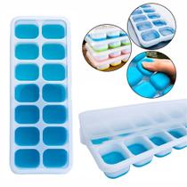 Forma de Gelo Silicone com Fundo Flexível e Tampa 14 Cubos Forma de Gelo Silicone com Fundo Flexível e Tampa 14 Cubos