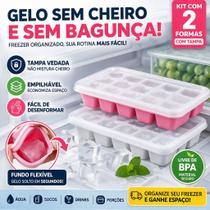 Forma de Gelo Silicone com Tampa Bons Cheff 14 Cavidades Retangular Desenforma Fácil para Gelo Chocolate e Confeitaria Kit 2 ou 4