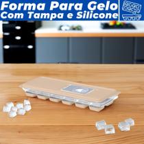 Forma De Gelo Silicone Com Tampa Plástica Retangular Lavável Multiuso 12 Cubos Forma De Gelo Silicone Com Tampa Plástica Retangular Lavável Multiuso 12 Cubos