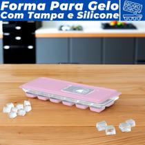 Forma De Gelo Silicone Com Tampa Plástica Retangular Lavável Multiuso 12 Cubos Forma De Gelo Silicone Com Tampa Plástica Retangular Lavável Multiuso 12 Cubos