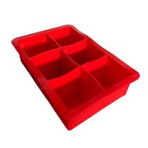 Forma De Gelo Silicone Cubo Grande 6 Cubos Drink Vermelho