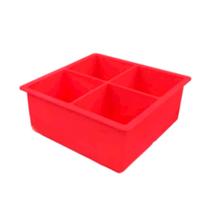 Forma De Gelo Silicone Grande 4 Cubos Drinks Bebidas Vermelha