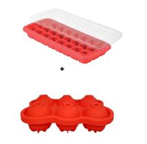 Forma de Gelo - Silicone - Kit 2 Unidades - Forma Redonda E Forma Redonda