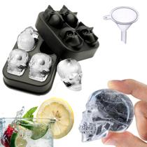 Forma De Gelo Skull Caveira Em Silicone Bandeja 4 Cavidades Molde Para Festas Bebidas Whisky Drinks Sorvete