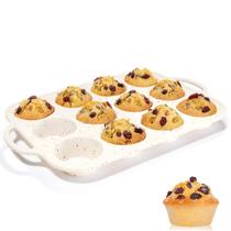 Forma de muffin CAKETIME de silicone para 12 xícaras com alça antiaderente