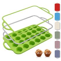 Forma de muffin de silicone Socisen 24 xícaras com estrutura metálica de 39 x 23 cm