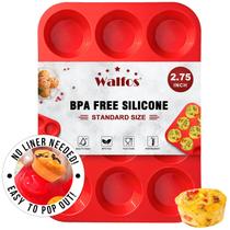 Forma de muffin de silicone Walfos, 12 xícaras, sem BPA, lavável na máquina de lavar louça