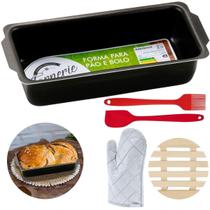 Forma De Pão 2L + Luva + Pincel + Espátula + Descanso Panela