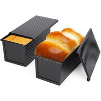 Forma de pão Beasea Pullman com tampa, aço carbono de 230 g, pacote com 2 unidades