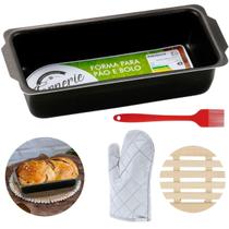 Forma De Pão Grande 2L + Luva + Pincel + Descanso De Panela Forma De Pão Grande 2L + Luva + Pincel + Descanso De Panela