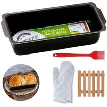 Forma De Pão Média 1,3L + Luva + Pincel + Descanso De Panela