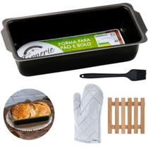 Forma De Pão Média 1,3L + Luva + Pincel + Descanso De Panela