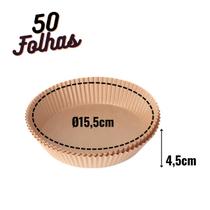 Forma De Papel Descartável Redondo Air Fryer 15,5 x 4,5cm Forma De Papel Descartável Redondo Air Fryer 15,5 x 4,5cm