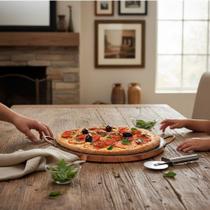 Forma de Pedra Sabão para pizza 42 cm alças de cobre curada