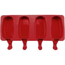 Forma de picolé em silicone 4 cavidades molde reutilizável para sorvete caseiro