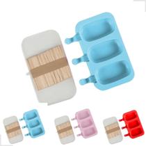 Forma De Picolé Silicone Sorvete Molde Com 50 Palitos Tampa