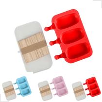 Forma De Picolé Silicone Sorvete Molde Com 50 Palitos Tampa