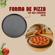 Forma De Pizza Aço Carbono 36cm Assadeira Antiaderente Redonda