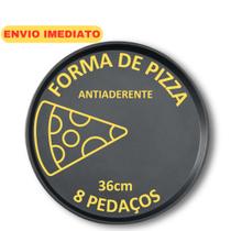 Forma De Pizza Grande Antiaderente Assadeira 36cm Aço Carbono Teflon Bandeja - KW