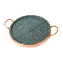 Forma De Pizza Pedra Sabão 27 Cm Mantém Quente Alça Cobre