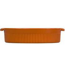 Forma de Porcelana 25x16cm Assar e Servir Germer Laranja Pequena Canelada com Alças Forma de Porcelana 25x16cm Assar e Servir Germer Laranja Pequena Canelada com Alças