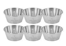 Forma De Pudim Bolo Vulcão 12x6x8cm Em Alumínio Kit Com 6 Peças