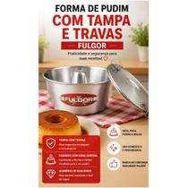 Forma de Pudim com Tampa e Travas 21,5cm Alumínio Fulgor Forma de Pudim com Tampa e Travas 21,5cm Alumínio Fulgor